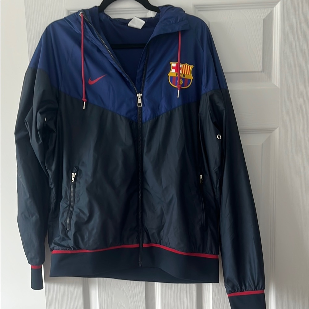 Nike FC Barcelona Navy and Blue Windbreaker Jacket